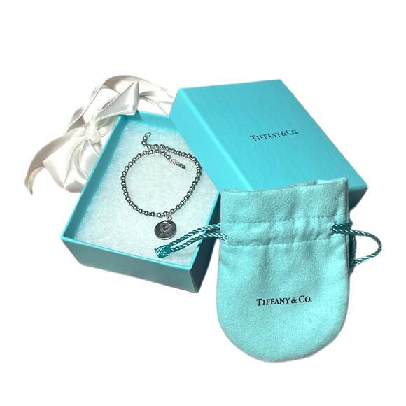 Tiffany & Co 4mm Bead Bracelet 925 Silver Breast Cancer Ribbon Box Pouch - EUC - Picture 1 of 10